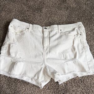 torrid White Distressed High-Rise Denim Shorts